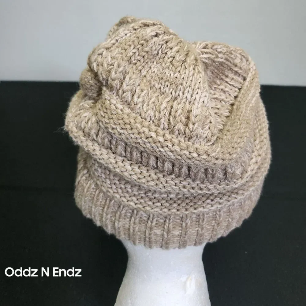 C.C Beige Knit Beanie Hat thick‎ soft oversized cap hat